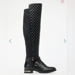 Shoe Dazzle Black Quilted Over-the-Knee Riding Boots